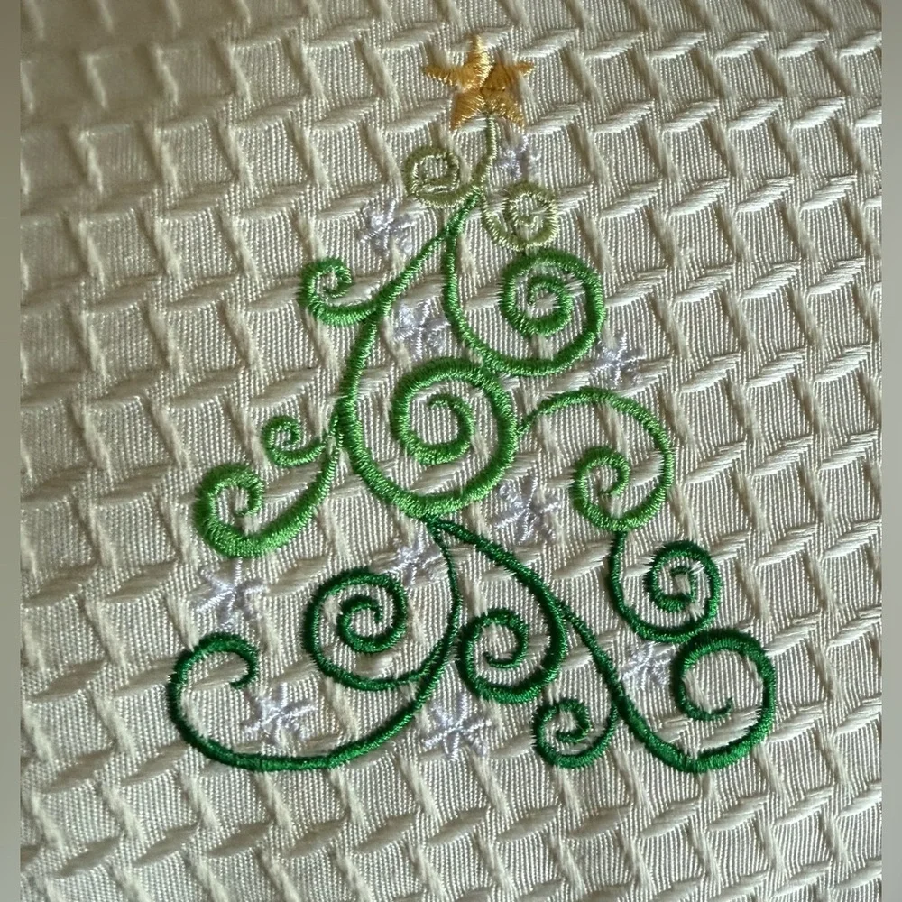 Green & Cream Christmas Tree Design Holiday Pillow
